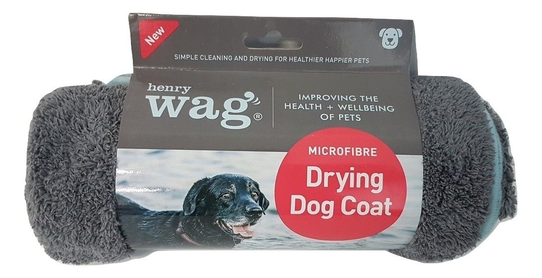 Henry Wag Drying Coat Grey/Blue (5 sizes)