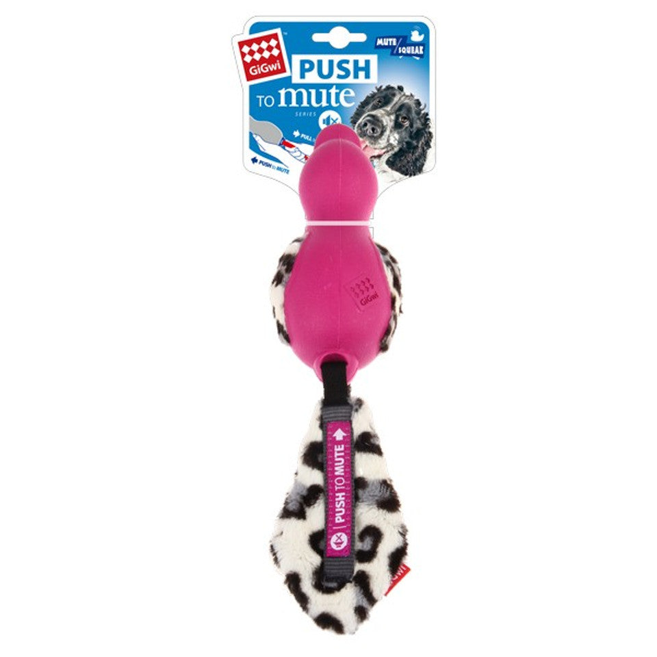 GiGwi Duck Push To Mute with Plush Tail Pink