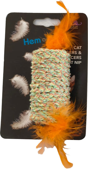 Hem and Boo Barrel with Feathers Cat Toy