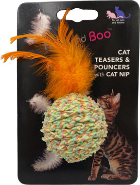 Hem and Boo Ball and Feathers Rattle Cat Toy