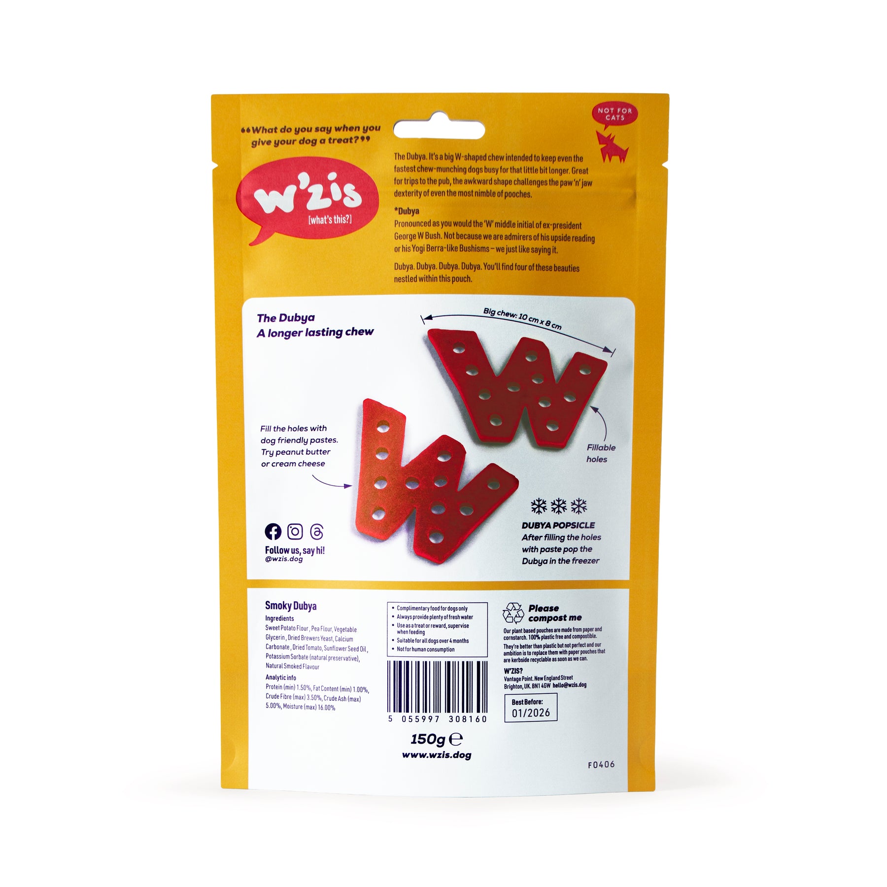 W'ZIS Smoky Dubya Long Lasting Chews - 4 Chew Pouch