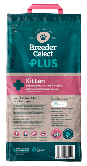 Breeder Celect Recycled Paper PLUS Kitten Litter 25L Eco Friendly