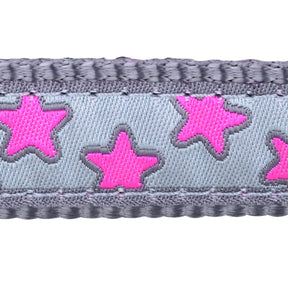 Red Dingo Stars Pink on Grey Dog Lead