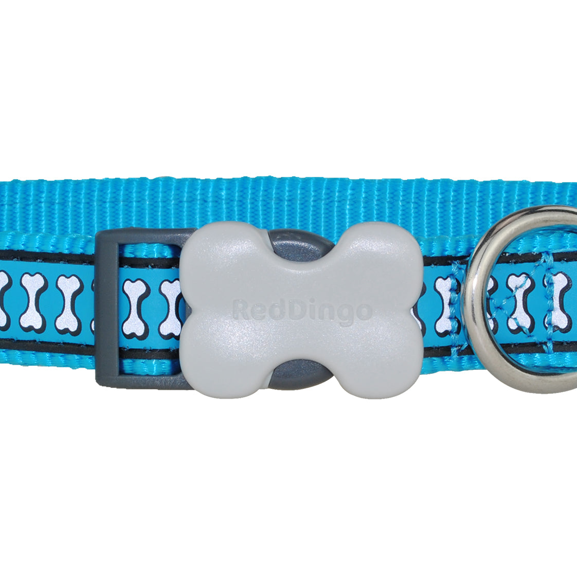 Red Dingo Reflective Turquoise Dog Collar