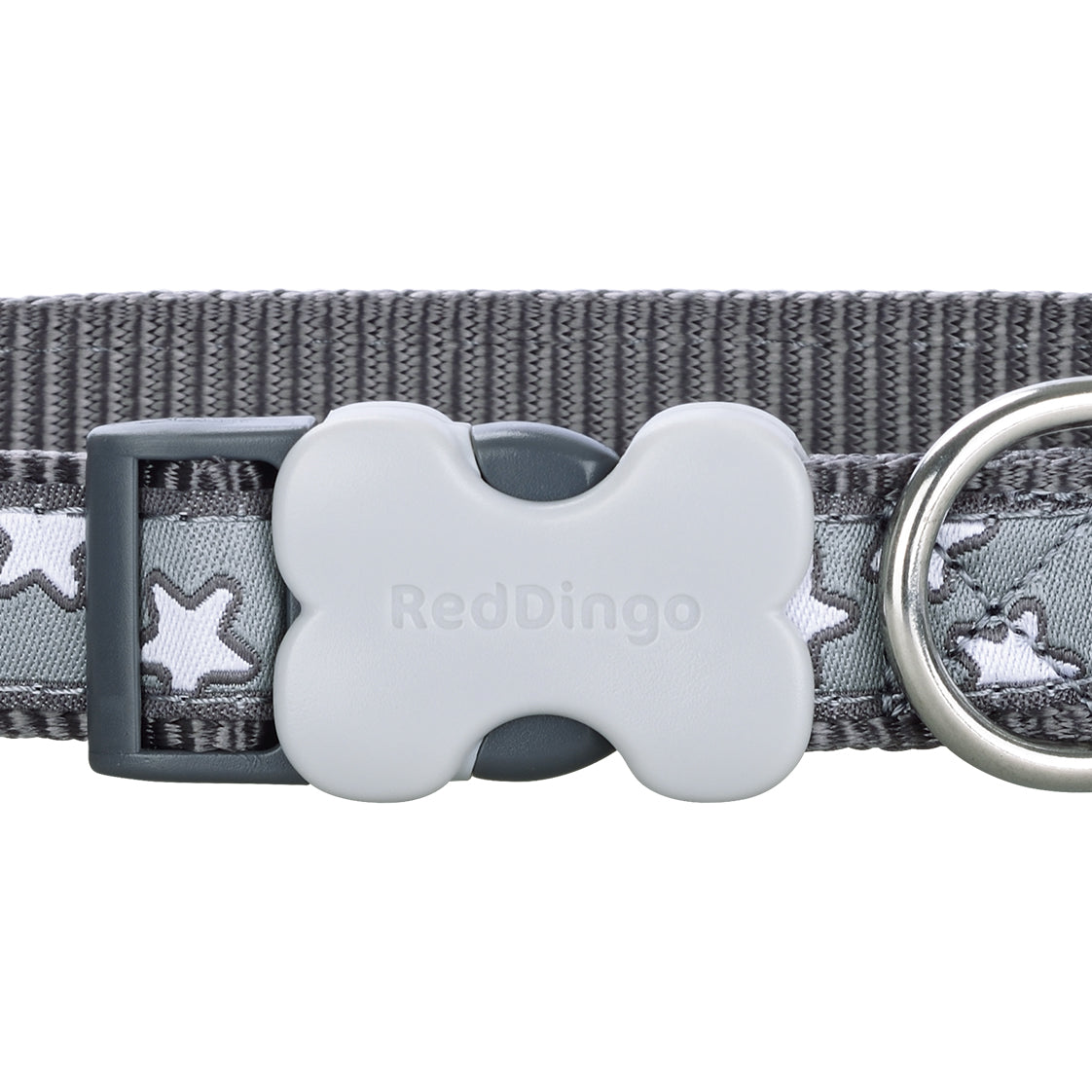 Red Dingo Stars Grey Dog Collar