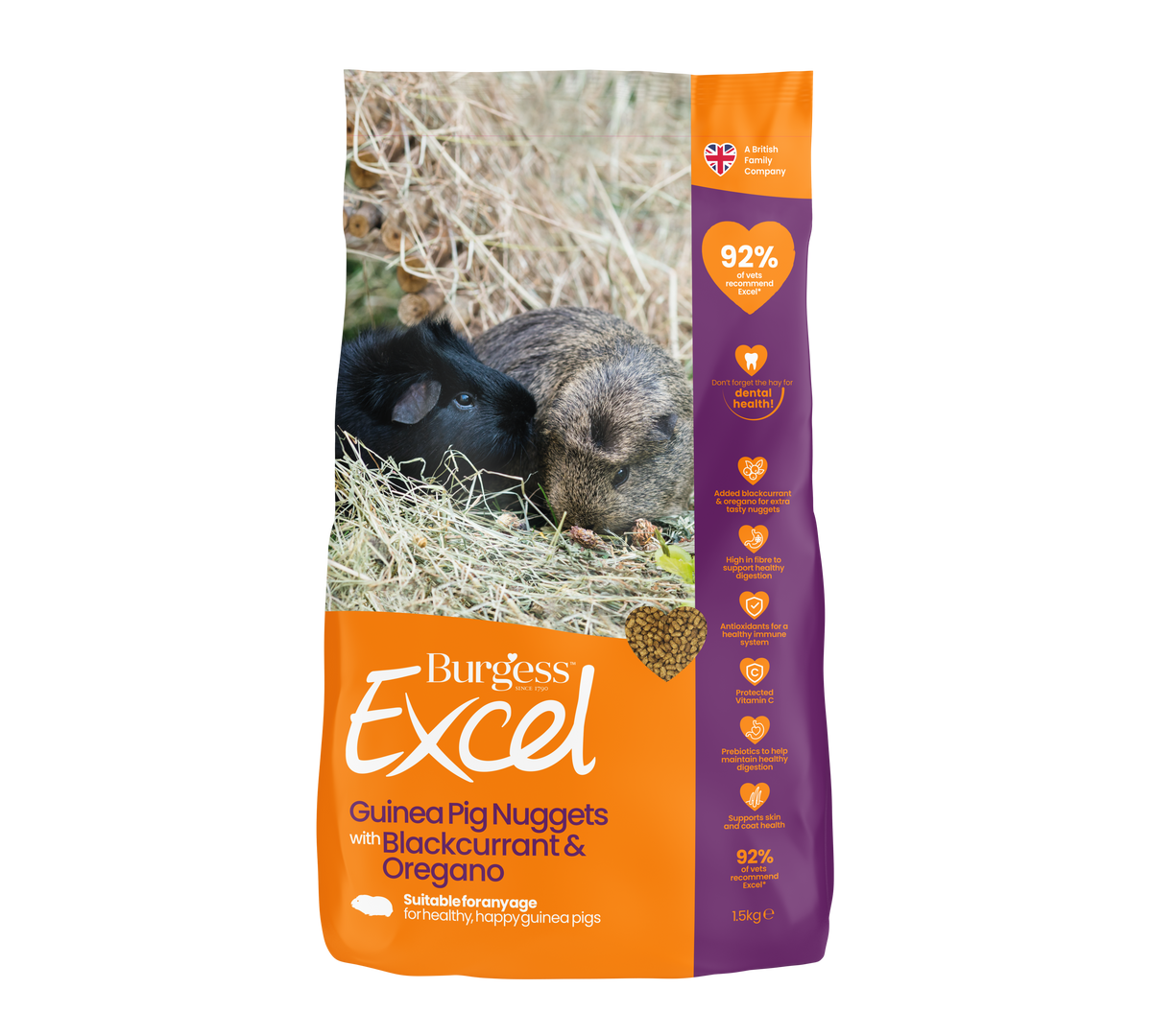 Burgess Excel Guinea Pig Nuggets with Blackcurrant & Oregano 1.5kg