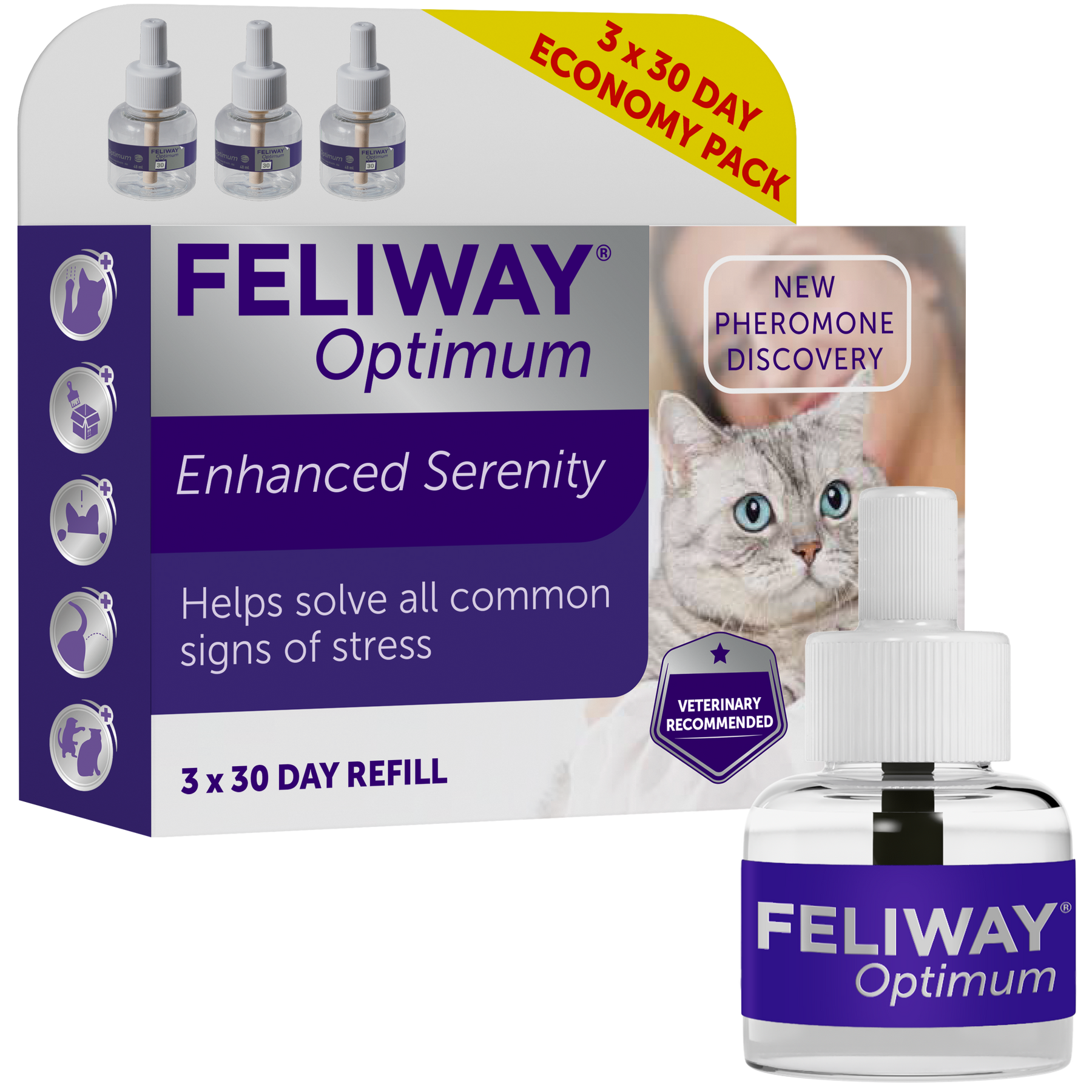 Feliway Optimum 30-Day Refill for Diffuser (3 Pack)