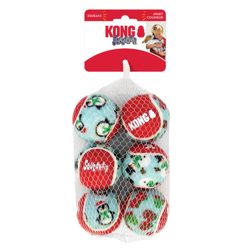 KONG Holiday SqueakAir Balls Medium 6-pk