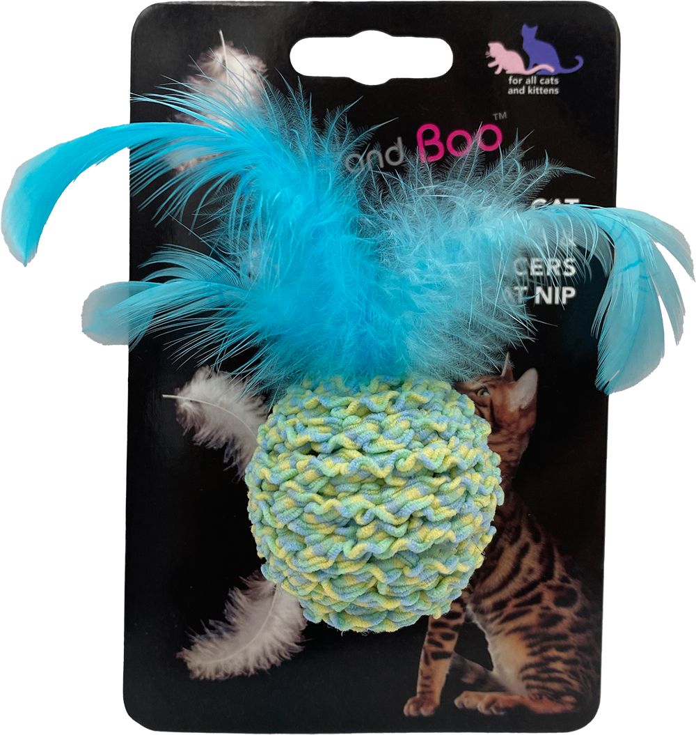 Hem and Boo Ball and Feathers Rattle Cat Toy