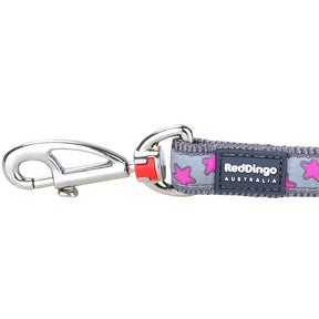 Red Dingo Stars Pink on Grey Dog Lead