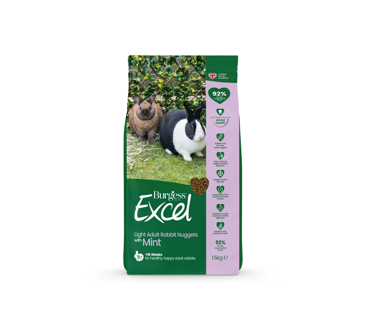 Burgess Excel Rabbit Light Nuggets with Mint 1.5kg