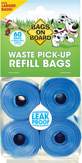 Bags On Board Blue Poobag Refill Rolls 60Pk