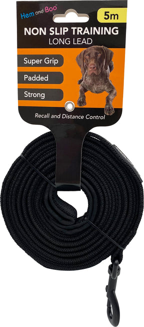 Hem and Boo Non Slip Training Long Leads Black (2 sizes)