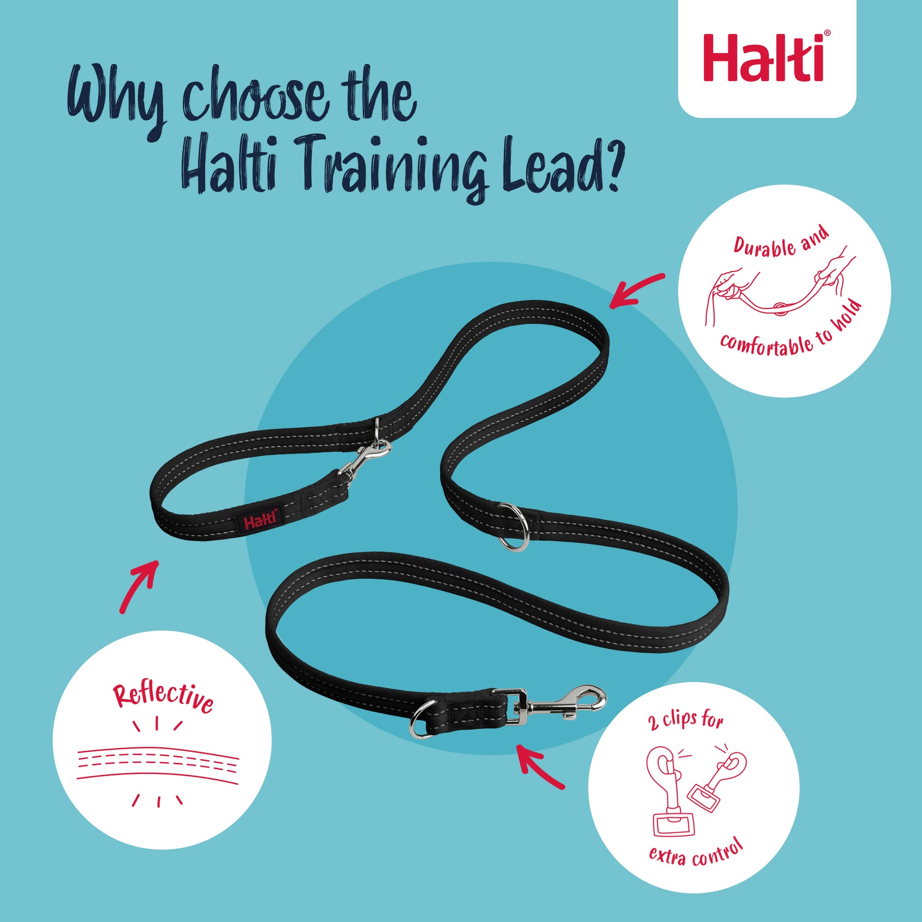 Halti Training Dog Lead (2 sizes/ 2 colours)