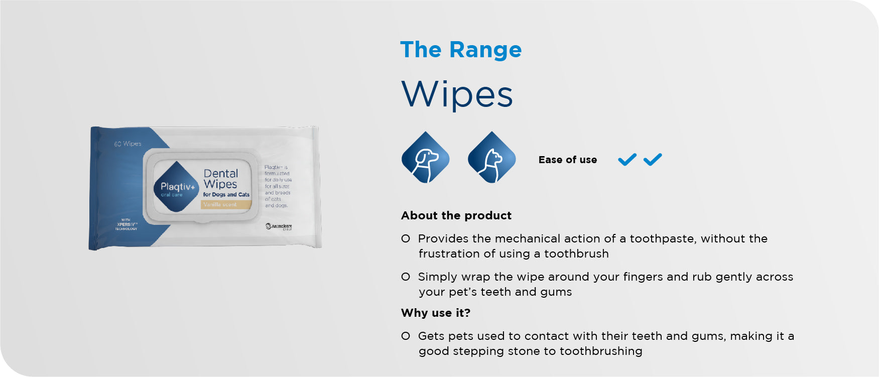 Plaqtiv+ Oral Care Hygiene Wipes Vanilla