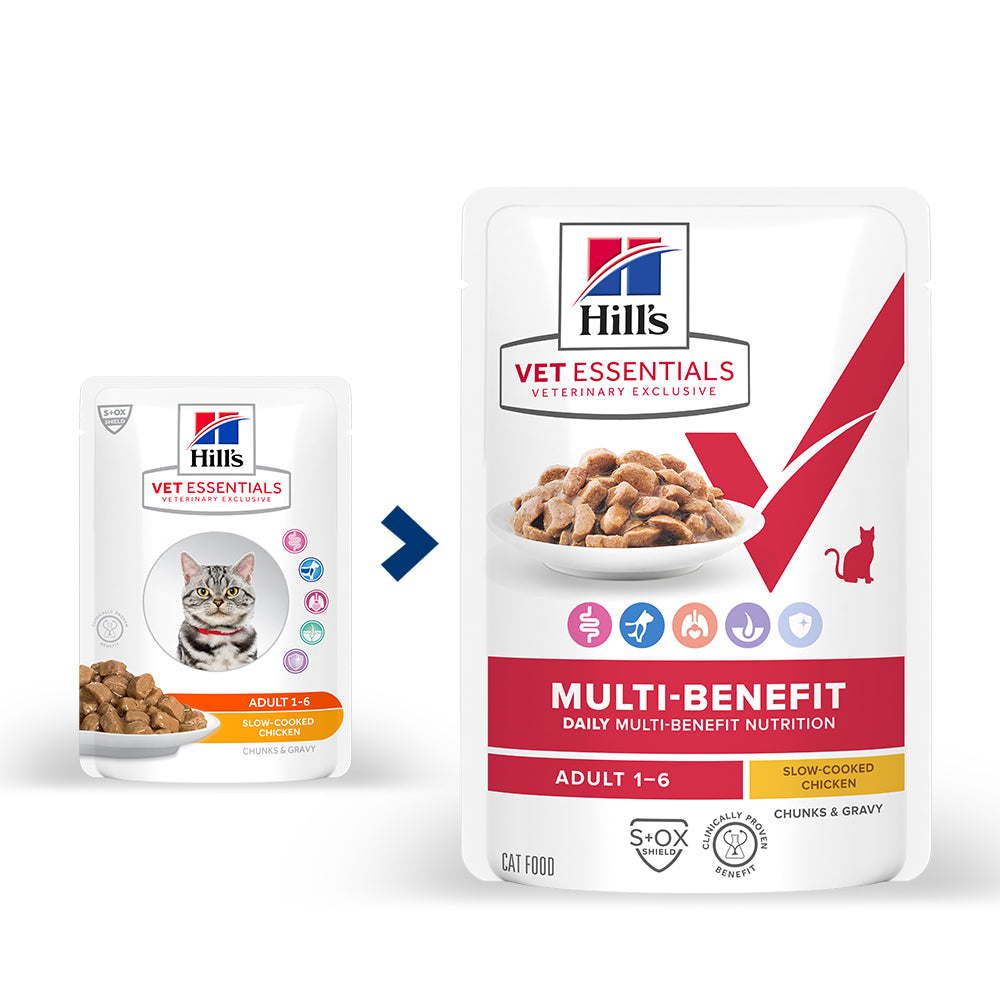 Hill's™ VET ESSENTIALS™ MULTI-BENEFIT Adult 1-6 Wet Cat Food Salmon and Slow-cooked Chicken Variety Pack