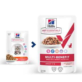 Hill's™ VET ESSENTIALS™ MULTI-BENEFIT Adult 1-6 Wet Cat Food Salmon and Slow-cooked Chicken Variety Pack