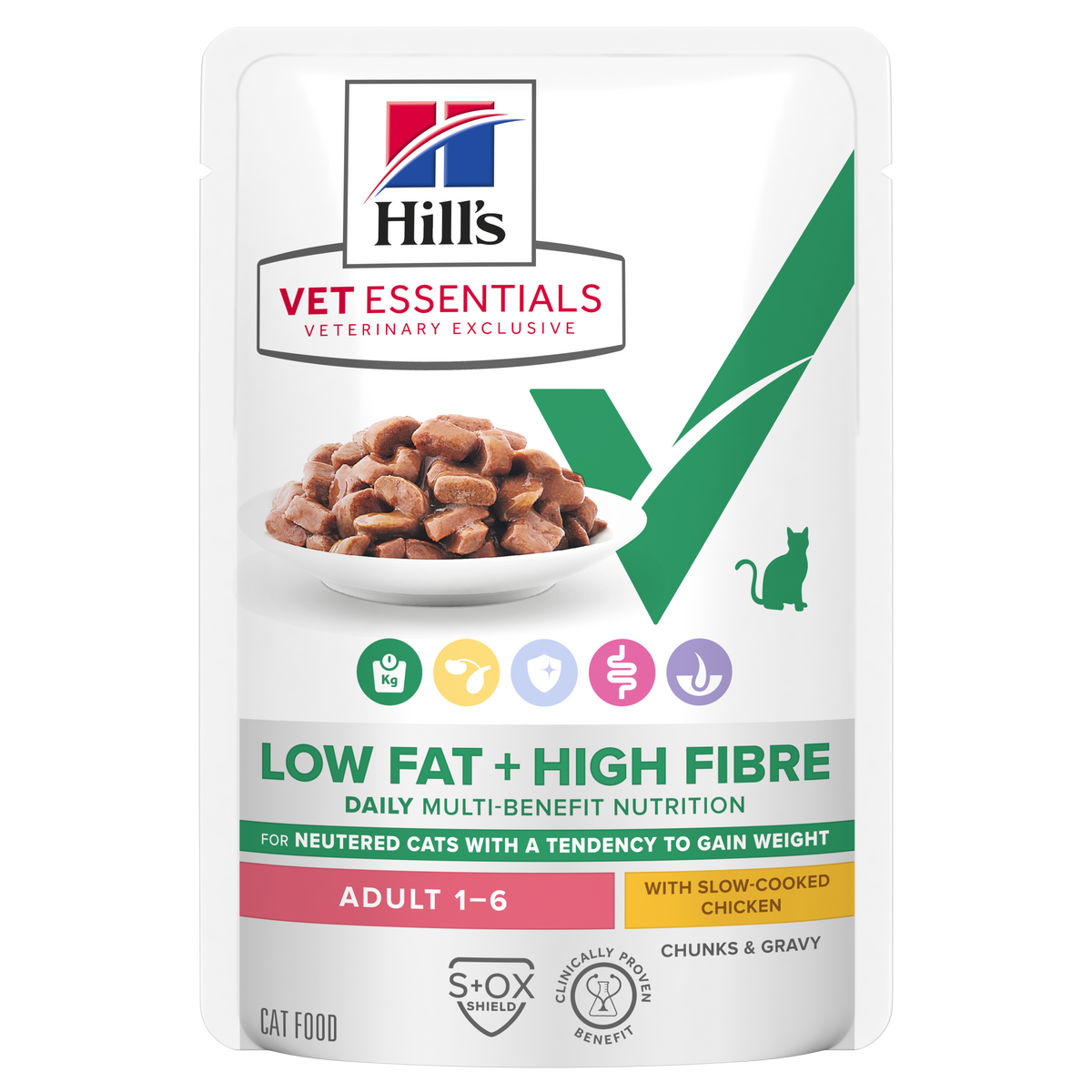 Hill's™ VET ESSENTIALS™ Low Fat + High Fibre Adult Wet Cat Food with Slow-cooked Chicken