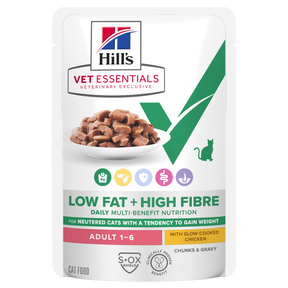 Hill's™ VET ESSENTIALS™ Low Fat + High Fibre Adult Wet Cat Food with Slow-cooked Chicken