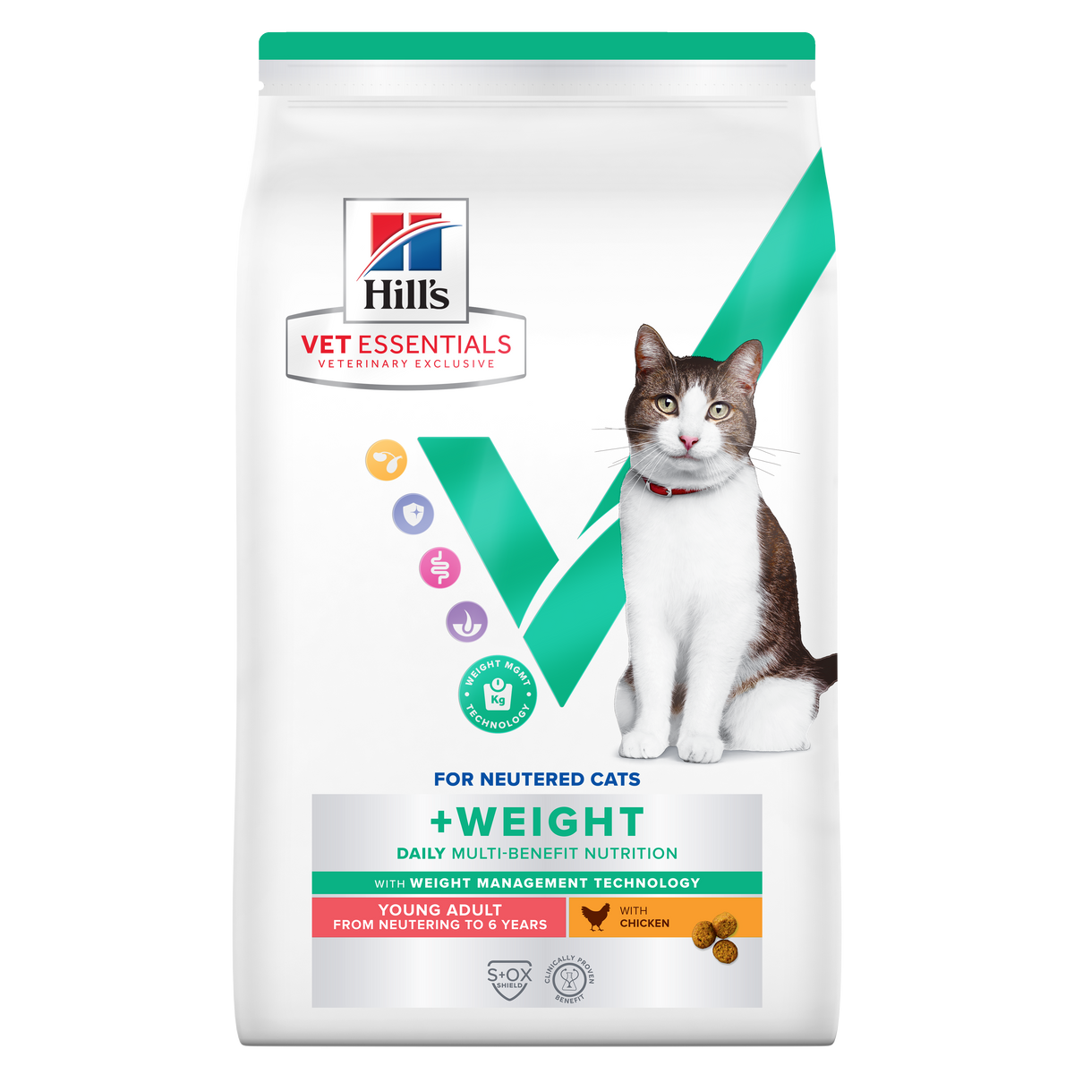 Hill's VET ESSENTIALS MULTI-BENEFIT + WEIGHT Young Dry Adult Cat Food with Chicken