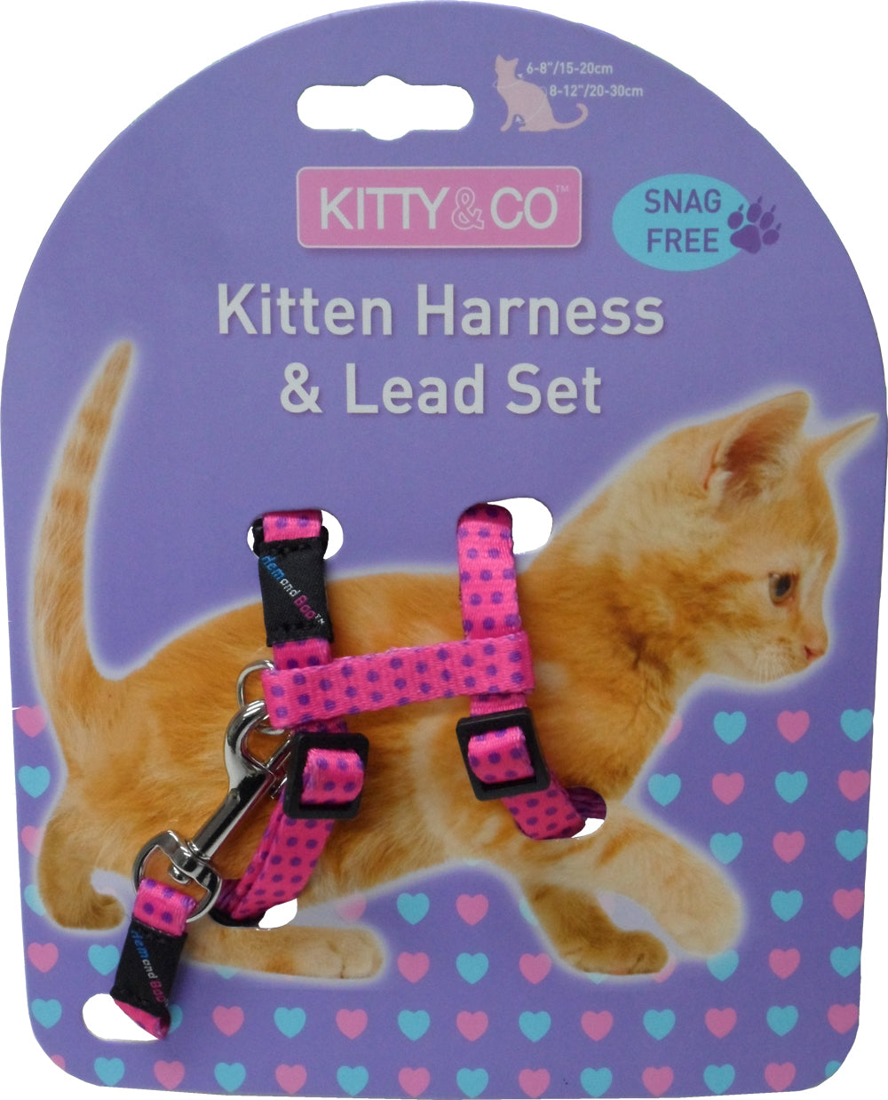 Spotty Snag-Free Kitten Harness And Lead Set