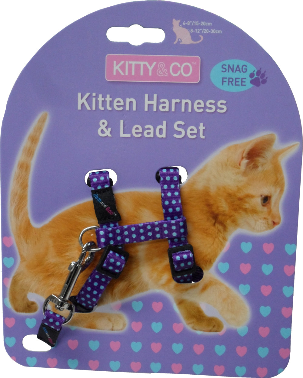 Spotty Snag-Free Kitten Harness And Lead Set