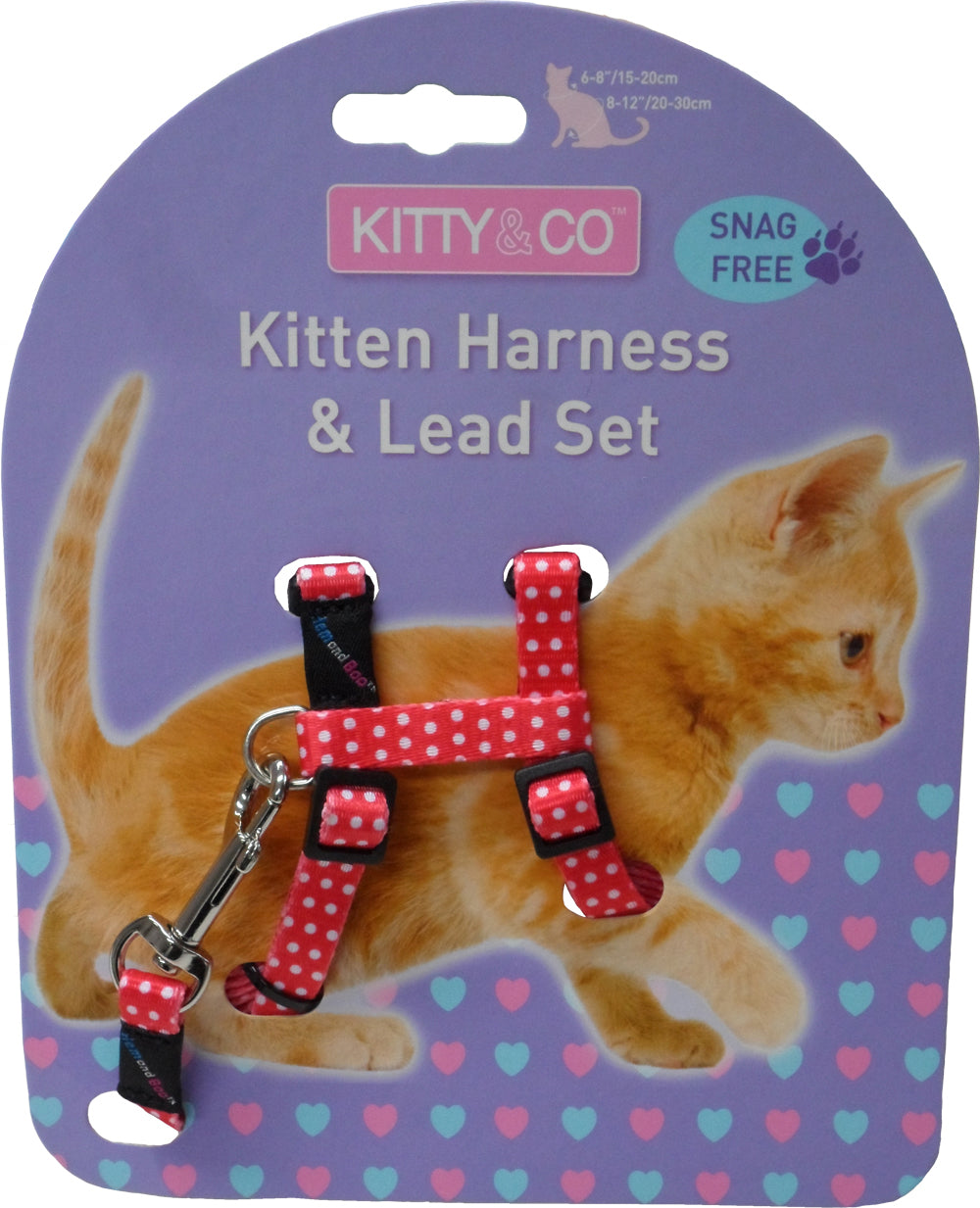 Spotty Snag-Free Kitten Harness And Lead Set