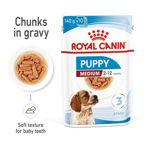 ROYAL CANIN SIZE HEALTH NUTRITION PUPPY - MEDIUM - Chunks in gravy