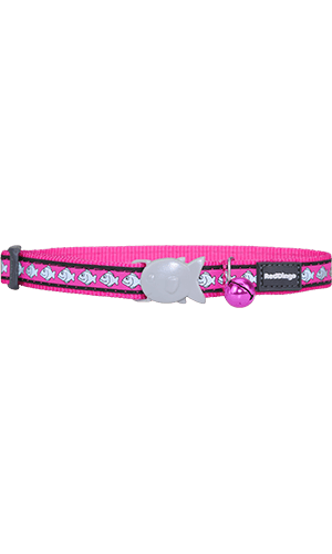 Red Dingo Reflective Fish Hot Pink Cat Collar