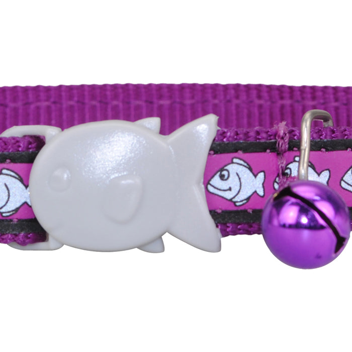 Red Dingo Reflective Fish Purple Cat Collar